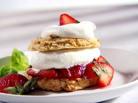 White Chocolate Chip Shortcake with Basil Strawberries
