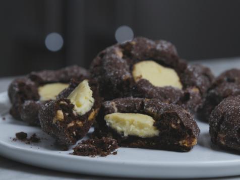 Giant Cheesecake Stuffed Chocolate Thumbprint Cookies