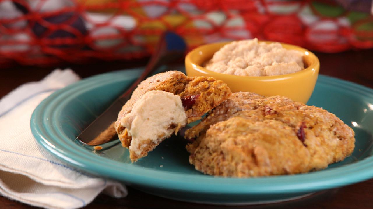 Pumpkin-Cranberry Scones with Whipped Maple Butter