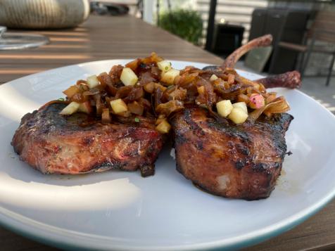 Smoky Pork Chops with Caramelized Onion-Honeycrisp Compote