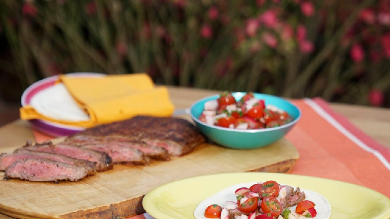 Michelada Skirt Steak Tacos with Cerveza Pico