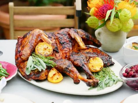 Grilled Butterflied Turkey with Lemon Pepper Glaze