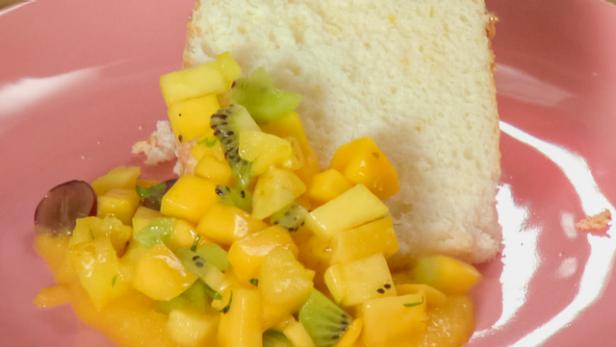 Angel Food Cake with Tropical Fruit Compote image