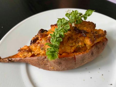 Twice-Baked Sweet Potatoes with Sausage and Ricotta