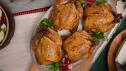 Glazed Cornish Game Hens with Pomegranate-Rice Stuffing