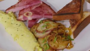 French Omelette and Ham Steak