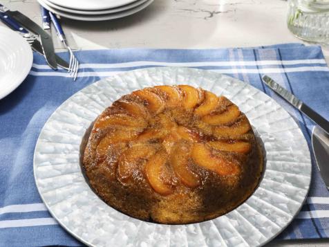 Upside-Down Peach Cornbread Cake