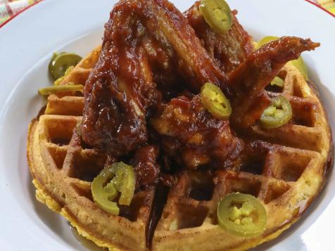 Maple BBQ Chicken and Sweet Potato Waffles