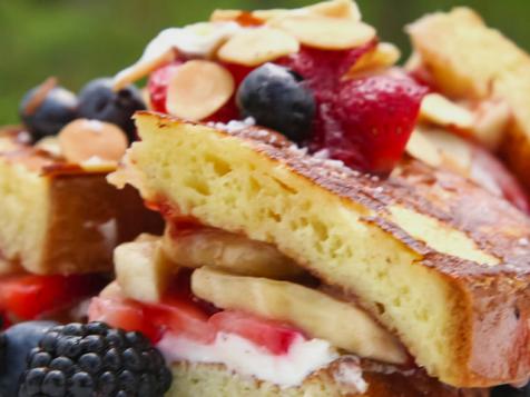 Strawberry and Banana Stuffed French Toast with Grand Marnier Syrup