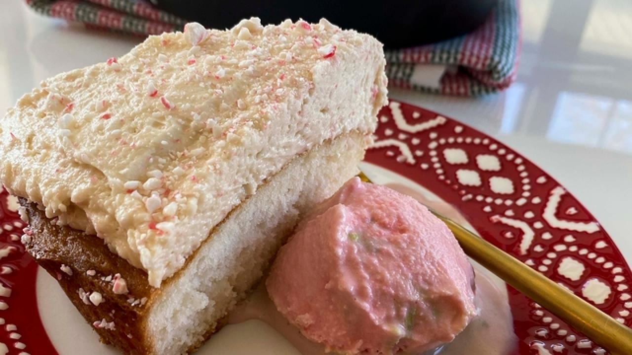 Peppermint Skillet Cake with Peppermint Ice Cream