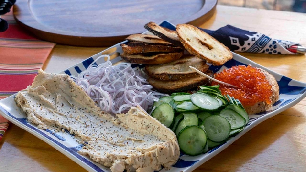Bagels with Miso Cream Cheese and Ikura