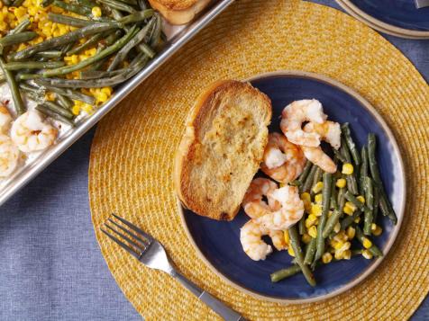 Shrimp Scampi, Green Bean and Corn Sheet Pan Dinner