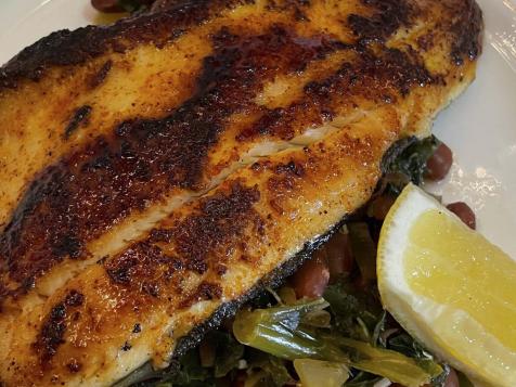 Blackened Trout and Spicy Kale