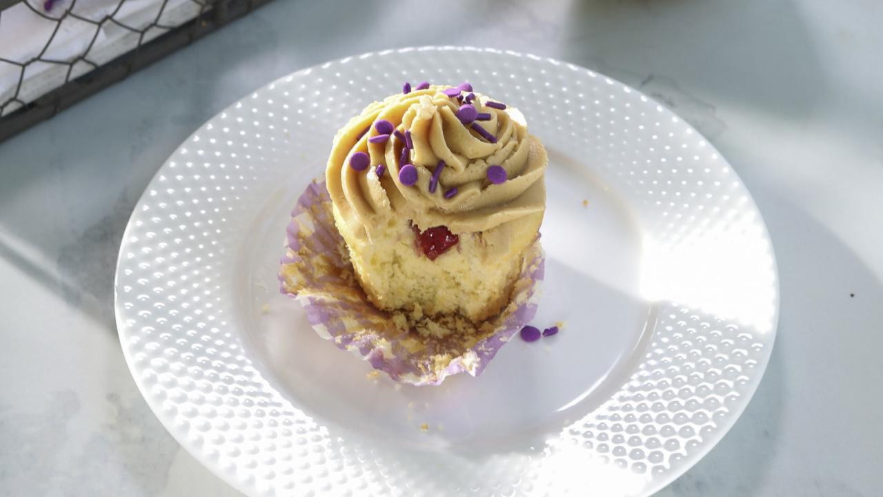 PB and J Stuffed Cupcakes